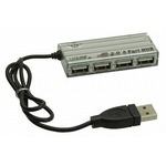 InLine Mini USB 2.0 4-Port Hub - silber - inkl. Steckernetzteil 33294I