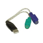 InLine USB zu PS/2 Konverter - USB Stecker an 2x PS/2 Buchse für Maus und Tastatur 33386